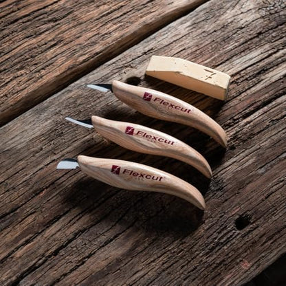 Flexcut Wood Carving Set | Detail Knife Set, with Mini-Pelican, Carving, and Detail Knife | 1095 High Carbon Steel Blades | KN400 | Made in the U.S.A - Image 3