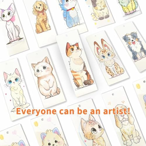COIPLAY Watercolor Craft Kit, Paint Set, 648 Color Blocks, 52 Coloring Bookmarks, Meow & Bark Cat Dog Theme, Travel Gift for Kids & Adults - Image 3