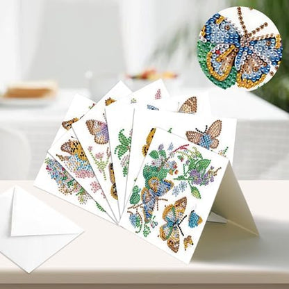 Tontut 6pcs Diamond Painting Kit Greeting Card, Butterfly 5D DIY Diamond Handmade Holiday Greeting Card with Envelope, Christmas Gift Congratulation - Image 4