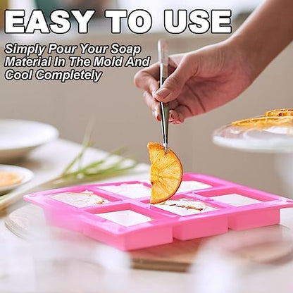 Lerykin 4 Pack Silicone Soap Molds, 6 Cavities Rectangle Silicone Soap Mold, Great for Homemade Craft Soap Bar Mold, DIY Chocolate Molds, Cake Molds & Ice Cube Trays - Just Pop Out (Purple & Pink) - Image 3