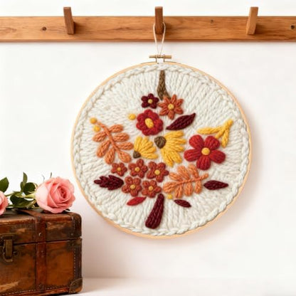 INFUNLY Maple Leaf Punch Needle Kits for Beginners Autumn Thanksgiving Punch Needle Starter Embroidery Set 8.7 Inches Easy for Adults with Instructions Embroidery Hoops and Threader Tools - Image 6
