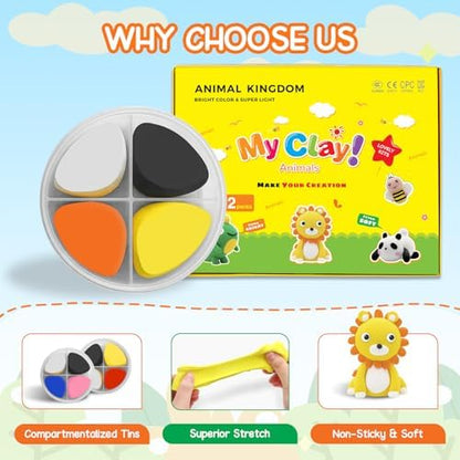 Air Dry Clay for Kids Air Clay Art Kits 12 Box Animals Theme Air Dry Modeling Clay Kit w/Sculpting Tools& Step-by-Step Tutorials,Ultra Soft Non-Sticky,Craft Party Favors Clay Toy Gift for Boys Girls - Image 3