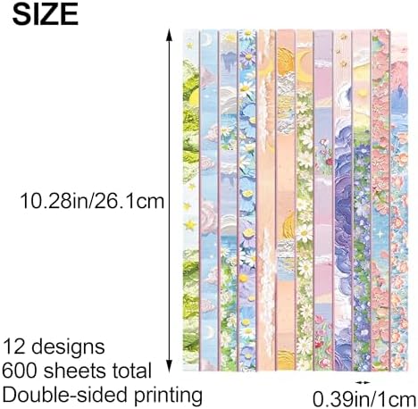 600 Sheets Paper Star Strips for DIY Hand Art Crafts, Double-Sided Printing Origami Paper for Star Jar, Wish Bottles, Home Decoration (Crayon Drawing) - Image 2