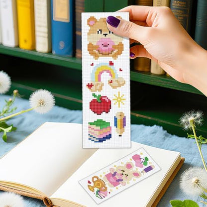 ORIGACH 6 Set Cartoon Animal & Reading Elements Cross Stitch Bookmark Kit - Image 5