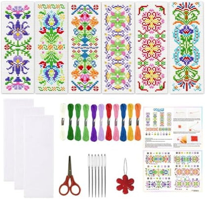 ORIGACH 6 Set Colorful Vyshyvanka Style Cross Stitch Bookmark Kit by ORIGACH