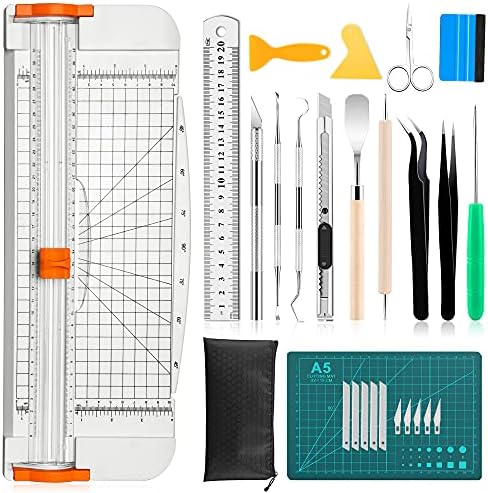 27PCS Craft Weeding Tools for Vinyl Kit,Utility Knife Set with 12Inch Paper Cutter Trimmer for Scrapbooking,Silhouettes,Cameos,DIY Art Crafting,Cutting,Splicing,Cardstock by Famomatk