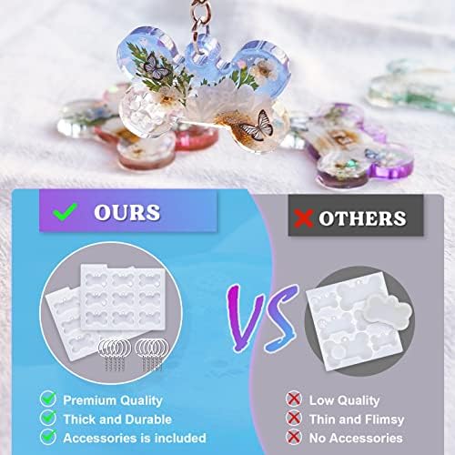 LET'S RESIN Pet Tag Resin Molds Silicone, Cat Dog Tag Molds for Epoxy Resin & UV Resina 2'' & 1.7'', Bone Shape Resina Keychain Molds with 10Pcs Key Ring & 10pcs Jump Ring, DIY Keychain Pendant Crafts - Image 6