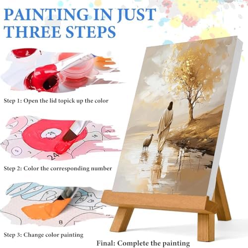 Jesus Paint by Numbers Kit for Adults Framed Canvas 12X16 in, Frameworkless - Image 6