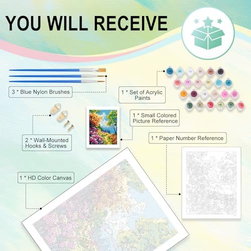 Paint by Numbers Kit for Adults, Garden DIY Painting Kit, 16x20 Inch - Image 4