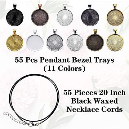 110Pcs Pendant Trays, Round Tray Set, Alloy Tray Charms Bulk, Bezel Pendant Trays for Homemade Jewelry and Necklaces, DIY Crafts, Resin Art, Paint Pour Skins, Costume Jewelry - Image 3