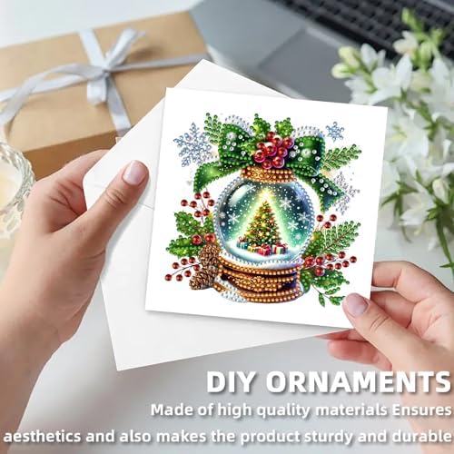 12Pcs Xmas Lighthouse DIY Diamond Art Painting Greeting Card Kit with Envelopes Diamond Art Painting Greeting Cards Handmade Craft Gem dots for Christmas Xmas Holiday Gifts - Image 6