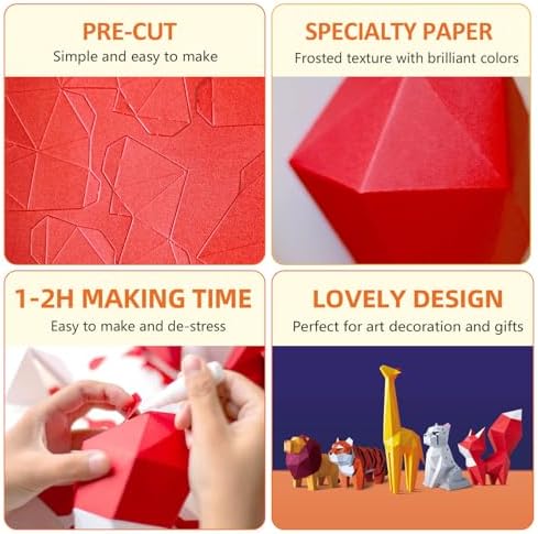 Red Fox 3D Origami Paper Craft Kit, Creative Handmade Paper Art for Home Decor, Unique DIY Animal Models Papercraft Set Present for Lady/Wife/Woman - Image 4