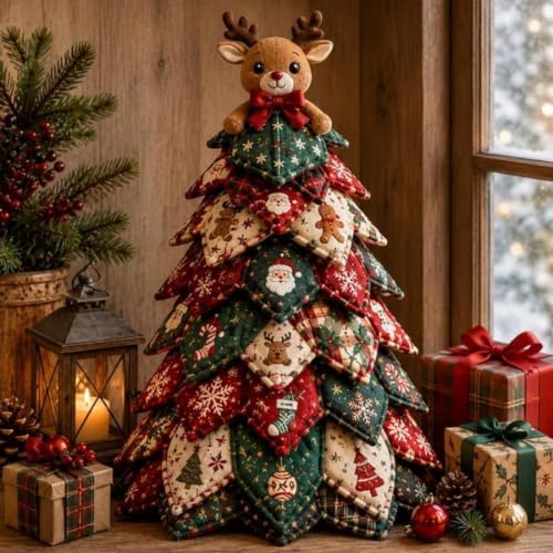 DIY Quilted Christmas Tree Kit, 3D Fabric Patchwork Craft Set for Adults & Beginners, Handmade Holiday Sewing & Tabletop Decor Project, Creative Crafting Gift Box - Image 4