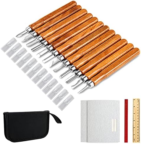 AUGSUN Wood Carving Knife Set, 20 PCS Wood Carving Kit by AUGSUN