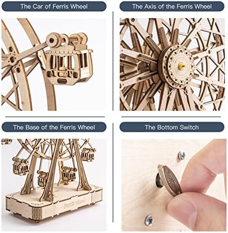 Rowood 3D Puzzles for Adults, Model Kits for Adults, Wooden Music Box,DIY Craft Kits Gifts on Birthday Christmas - Ferris Wheel (232 PCS) - Image 5