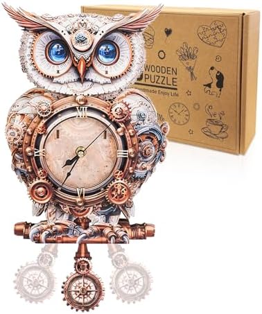 3D Wooden Puzzles for Adults-Owl Clock Puzzle-Adult Crafts by Cutywood