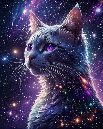 Cat Paint by Numbers Kit for Adults Beginner Starry Night Oil Painting Kit Adult Paint by Number Kits on Canvas DIY Painting Art by Numbers Gifts for Cat Lover Home Wall Decor 16x20 Inch by Unknown