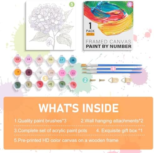 Offito Framed Paint by Numbers Kit for Adults Beginners, Flowers - Image 6