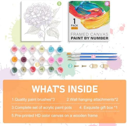 Offito Framed Paint by Numbers Kit for Adults Beginners, Flowers - Image 6