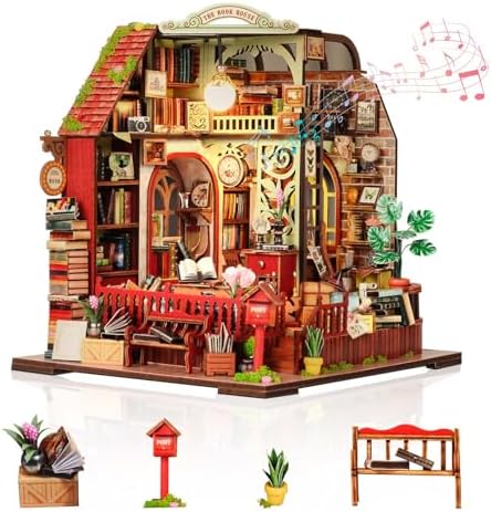 Dollhouse Kit, DIY Miniature House Kit w/LED Music Box, Bookhouse by MakingLifeFunforCool