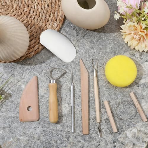 80 Pcs Pottery Tool Kit Sculpting Clay Tool Includes Clay Cutting Modeling Trimming with Wooden Handles Carving Kit for Beginners Carving Shaping - Image 7