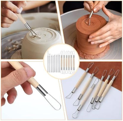 Pottery Ribbon Sculpting Tools Kit 14 PCS Clay Carving Tools - Image 6