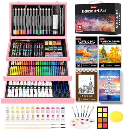 Soucolor 192-Pack Deluxe Art Supplies,Drawing Painting Sets,Teen Girl Gifts by Soucolor