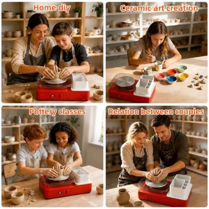 Skirfy Pottery Wheel for Adults Kids,Complete Pottery Set for Beginners with 6.3" Turntable with Two-Way Rotation,Craft Kits Toys Birthday Gifts for Boys Girls(Red) - Image 5