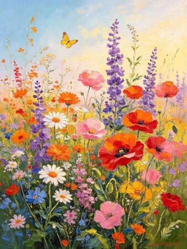YOLENIX Flowers Paint by Numbers Kit for Adults Beginner (Without Frame) by YOLENIX