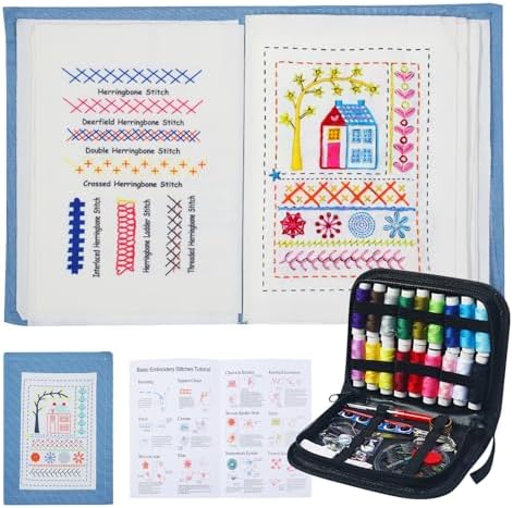 Drawnby Embroidery Stitch Book Kit, Large Size Stitch Book with Full Sewing Tools and Instructional Tutorial, Embroidery Kit for Beginners, Gift for Craft Lovers and Sew Enthusiast by Unknown