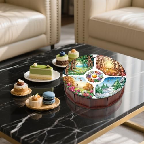 DIY Diamond Painting Fruit Bowl Storage Box, Four Seasons Scenery Decorative Tray Diamond Painting Craft Set, for organising Desk Items, a Versatile and Creative Handmade Gift - Image 7