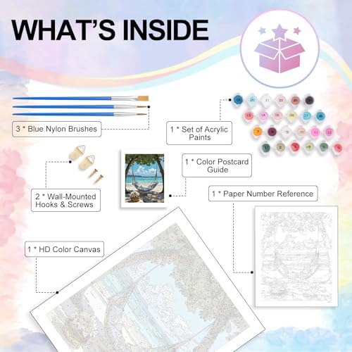 Paint by Numbers Kit for Adults, Hammock Beach Number Painting Canvas Kit - Image 4