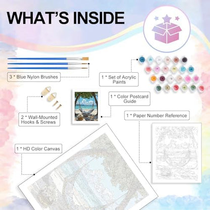Paint by Numbers Kit for Adults, Hammock Beach Number Painting Canvas Kit - Image 4
