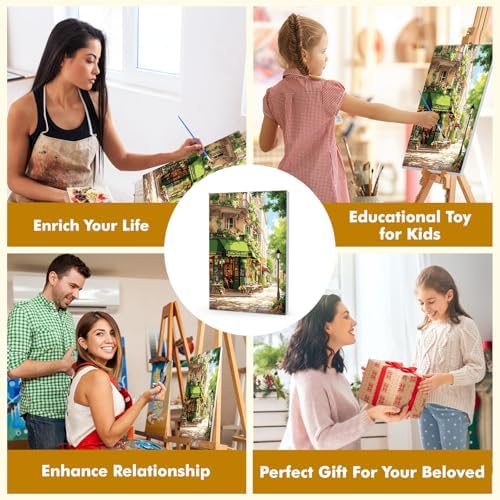 Bowetile Framed Street Cafe Paint by Numbers Kit for Adults, Adults' Paint-by-Number Kits on Canvas, Painting by Numbers Spring, DIY Acrylic Number Painting for Home Wall Decor, 8x12in - Image 5