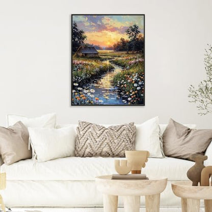 Paint by Numbers Kit for Adults, Sunset Cottage Number Painting Canvas Kit - Image 6