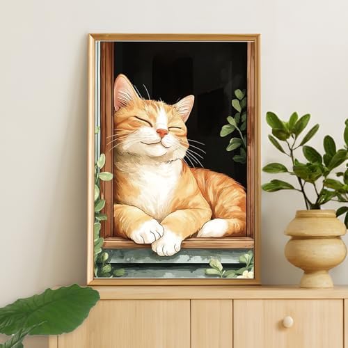 Camocin Framed Paint by Numbers Kit for Adults Beginners – Cute Orange Cat - Image 6