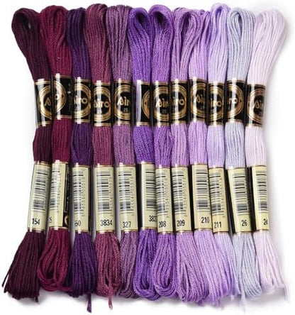 12 Skeins 105 Yards Purple Embroidery Floss Thread for Sewing by CABODYALS