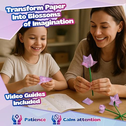 Pinwheel Crafts Flower Origami Kit for Kids Ages 8-12, 550 Pcs - Image 2