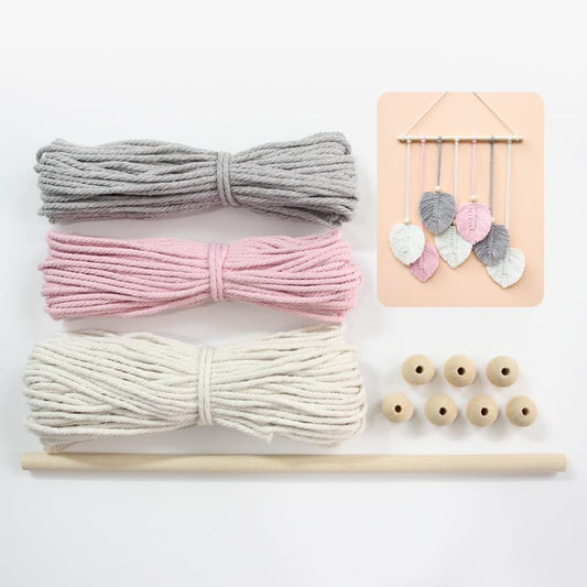 BUFANTL DIY Macrame Leaf Wall Hanging Kit for Beginners, Boho Woven Tapestry Craft Kit with Macrame Cord, Wooden Beads & Printed Instructions, Home Decor Macrame Kit for Adults by Unknown