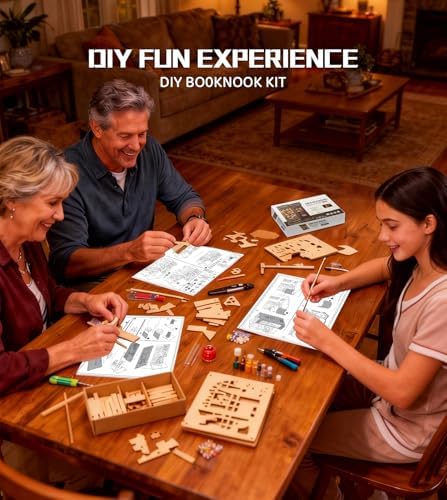 Spilay DIY Miniature Book Nook Kit, Dollhouse Tiny House Model Build Bookshelf Decor, Bookends Model Kit with dust Cover & LED for Teens and Adults Gifts(Magic Shop) - Image 6