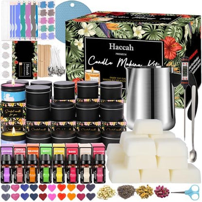 Complete Candle Making Kit, Candle Making Supplies, DIY Arts&Crafts Kits Gift For Adults,Beginners,Including Bees Wax,Wicks,Rich Scents,Wick Clips,550ml Melting WaxPouring Pot,Thermometer,Spoon Etc. by CandleMakingKits