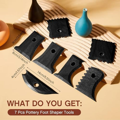 Amylove 7 Pcs Pottery Tools Pottery Rib Foot Shaper Trimming Tools Profile Bundle Foot Shaper for Ceramics for Carving Clay Molds Clay Texture Ribs Ceramics (Stylish Style, Black) - Image 2