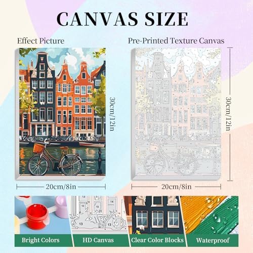 Camocin 4 Pack Framed Paint by Numbers Kit for Adults with Wooden Easel - Image 3