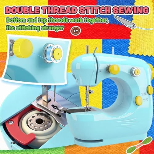Sewing Machine for Beginners, Electric Mini Sewing Machine for Mending & DIY Crafts, Dual Speed Small Portable Sewing Machine with Full Sewing Kits, Foot Pedal & Extension Table, Easy for Kids&Adults - Image 3