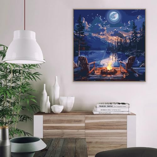 VIGEGU Landscape Paint by Numbers Kit for Adults Beginner,Easy Adult Paint by Number Kits on Canvas DIY Painting for Beginners Art by Numbers for Home Wall Decor 16x16 Inch - Image 2