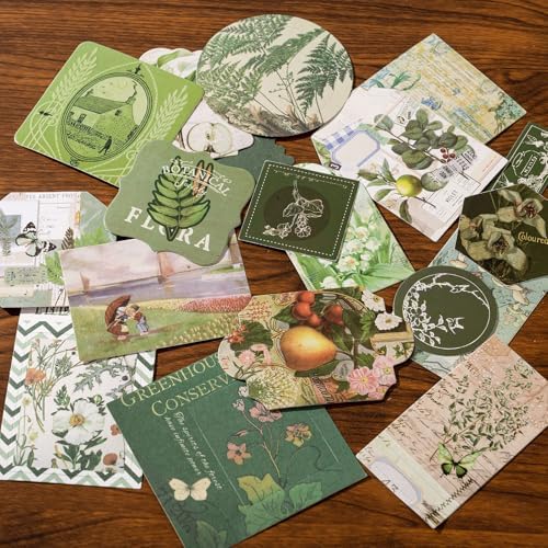 YagCu Botanical Scrapbooking Kit, Vintage Junk Journal Supplies for Adult, Green Large Collection Journal and Scrapbook Set, Journaling Materials, Arts Craft Beginner Stationery - Image 5