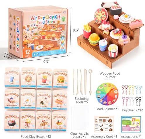 Shuttle Art Air Dry Clay for Kids - Food Store, 21 PCS Modeling Clay Kit with Sculpting Tools and Tutorials, Safe & Non-Sticky, Craft Gifts for Boys & Girls - Image 2