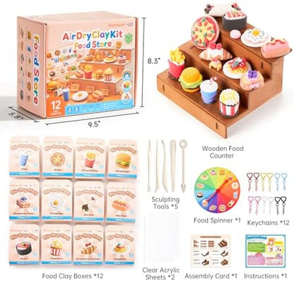 Shuttle Art Air Dry Clay for Kids - Food Store, 21 PCS Modeling Clay Kit with Sculpting Tools and Tutorials, Safe & Non-Sticky, Craft Gifts for Boys & Girls - Image 2