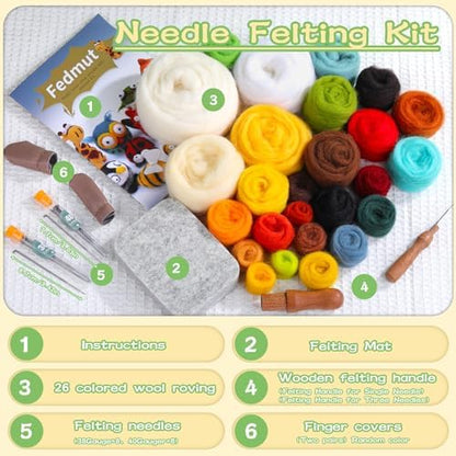 Fedmut Needle Felting Wool Kit Felting Kit, 13 Cute Animals Tools Supplies - Image 4