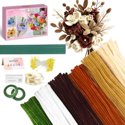 AHAMETON 620Pcs Brown Pipe Cleaners Flower Kit,Chenille Stems Craft by AHAMETON